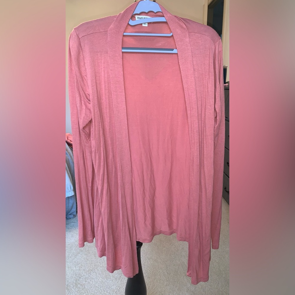 Zenana Outfitters Dusty Rose Open Front Cardigan